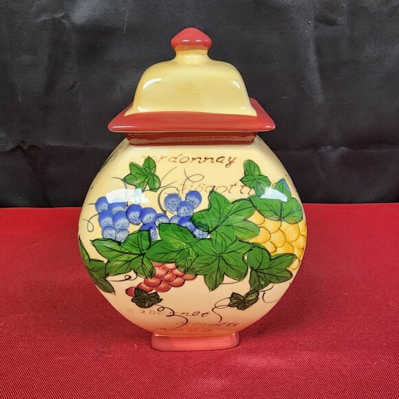 Vintage Nonni's Biscotti Hand Painted Fruit Cookie Jar - Picture 2 of 16